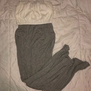 Gray and white lace maxi dress